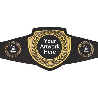 Winners Championship Award Belt with custom logo and text