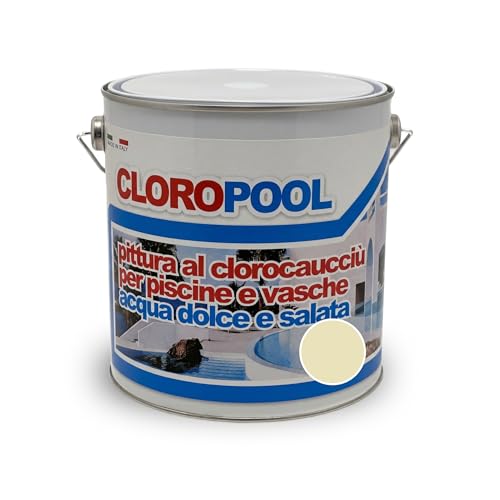 Pittura al Clorocaucciù per Piscine e Vasche – Smalto Professionale Alta Resistenza al Cloro, Salsedine e Raggi UV – Impermeabile per Cemento e Calcestruzzo, Resa 5-6mq/l (Sabbie Bianche, 2,5 Litri)
