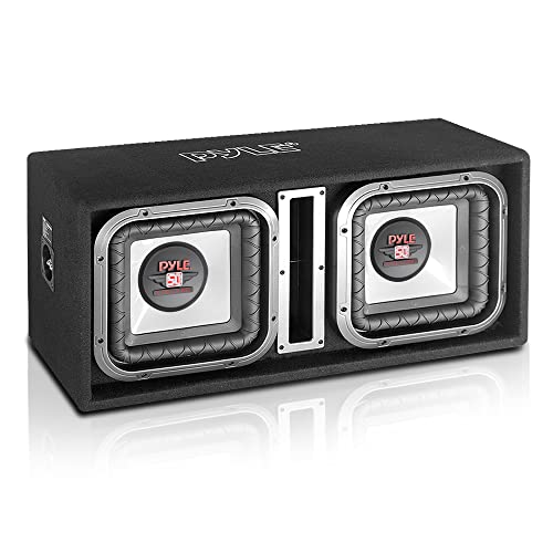 Pyle 10" Dual Subwoofer Box System-Rear Vented Design with Santoprene Surround, Vented Subwoofer Enclosure,2 x 800 Watts Max Power,4 Ohms,4 Layer Dual Voice Coil, Black -  PLSQ210BS