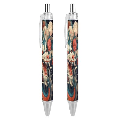 Bolígrafo retráctil japonés de 0,5 mm con diseño de dragón (Pack de 4 unidades)
