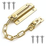 Secure Guard Door Chain Lock, Heavy-Duty Stainless Steel Chain Locks for Inside Door, Easy Install Welded Reinforced Thickened Security Chains Doors Latch Lock for Home Apartment Office (Gold)