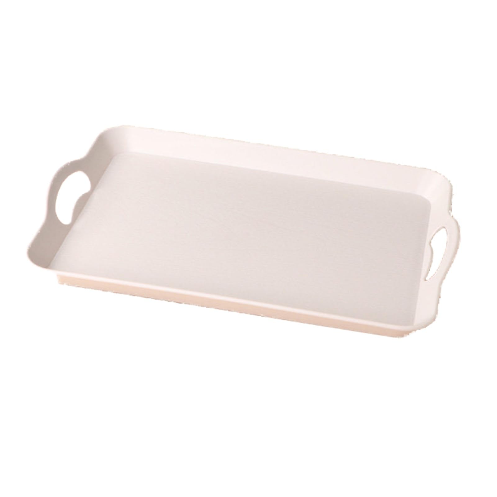 Rectangular Plastic Tray,Restaurant Storage,With Openwork Handle,Suitable for Placing Cups and Food(White,36.6x23.2x4.4cm)