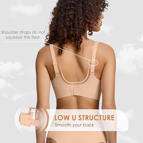 Image of Seamless Wireless Bra for Women with Support - No Underwire Full Coverage Push Up Comfort Bras - Back Fat Smoothing Bralette