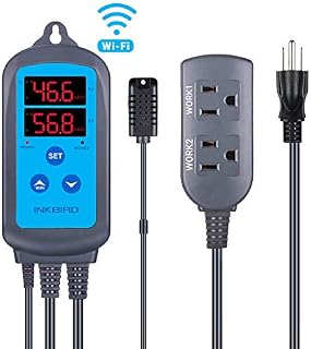 Inkbird Digital Wi-Fi Humidity Controller IHC-200 Dual Outlet Pre-Wired Humidistat for Mushroom Growing