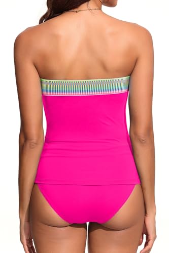 Image of Daci Womens Strapless Tankini Swimsuits- 2 Piece Tummy Control Tankini Swimsuit Bandeau Tankini Tops with Bottoms
