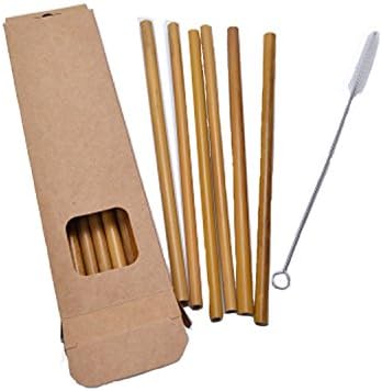 Secreto12 Bamboo Straws and 1 Nylon Cleaning Brush in a Box