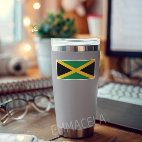 Image of (3PCS) Jamaica Flag stickers, Countries Flag Stickers - Waterproof Vinyl Decals For Laptops, Tumblers, Water Bottles, Books, Scrapbooks, Size 3 x 1.6 Inch