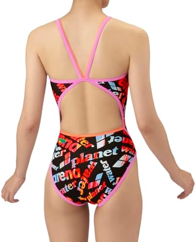 Arena Women's Swimsuit, Training Dress (Open Back), Black x Orange