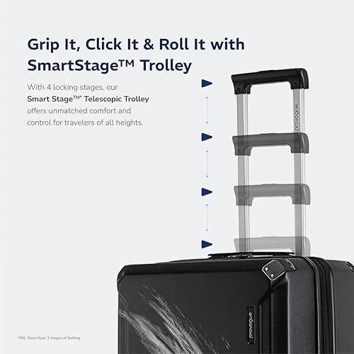 Image of Provogue Wave Hard-Sided PC Trolley Bag Set of 3 | Expandable Space with 8 Wheels Trolley Bags for Travel |Lightweight with TSA Lock|3 Year Warranty (Midnight Black)