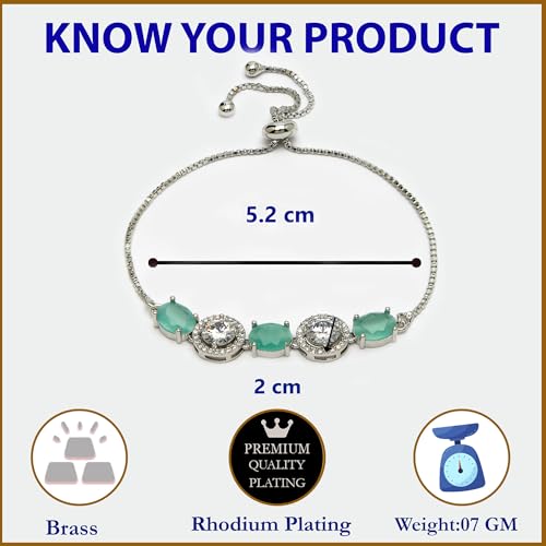 Image of ZENEME Rhodium Plated Brass Crystal Stylish Silver Plated American Diamond Melodic Opulence Bracelets For Women & Gifts For Girls Jewellery