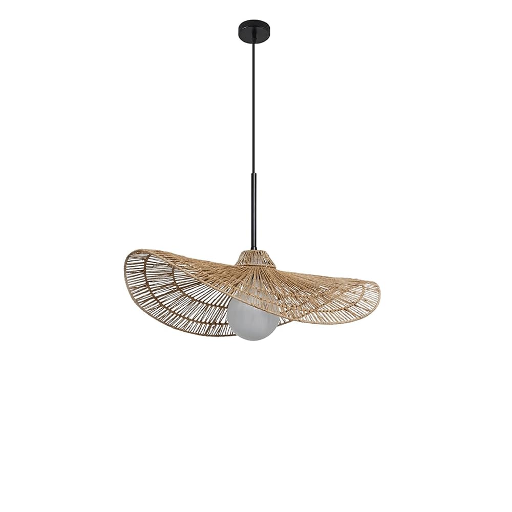 LYMSXAZOU Large Rattan E27 Hanging Light Fixture Rustic Island Dining Ceiling Dome Coastal Bamboo Wicker Pendant Lighting Adjustable Boho Mount Room Living