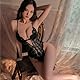 KONFEN Sexy Damen Dessous Set, Erotische Translucent Spitze Riemchen Bodysuit Frauen, Ausgeschnittene Brust Overall Lingerie mit Loch Reizwäsche BH und Höschen Body Suit Unterwäsche (Schwarz)