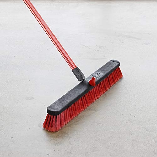 Libman Commercial 805 Multi-Surface Push Broom, 64" Length, 24" Width, Black/Red (Pack Of 4) #TOP1