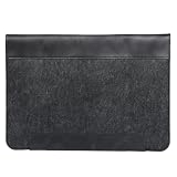 MegaGear - Pokrowiec na MacBook z Prawdziwej Skóry i Polaru - czarny, 15-16 Inches, MegaGear Etui na MacBook z prawdziwej skóry i polaru 15 i 16 cali - czarne
