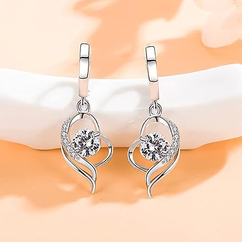 Qzgyoool Preserved Red Rose With Moissanite Silver Necklace And Pair Of Earrings -Eternal Flowers Rose Gifts For Mom Wife Girlfriend Her On Mothers Day Anniversary Birthday Gifts For Women #TOP3