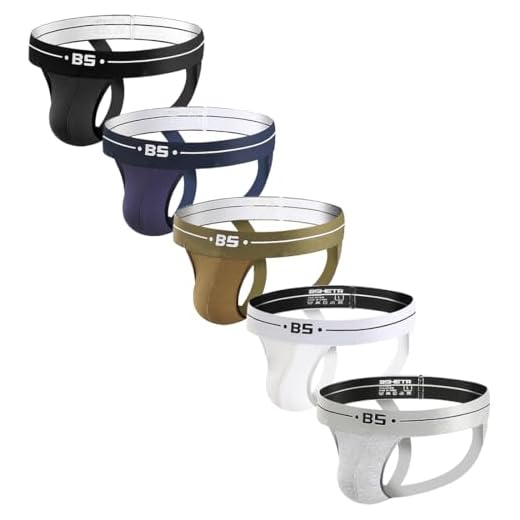 BSHETR Masculino Cueca Masculina Jockstrap Com Suporte Atlético, Pacote Com 5 Peças, Algodão, Cintura Baixa, Pacote Múltiplo (Bt046, Xxg)