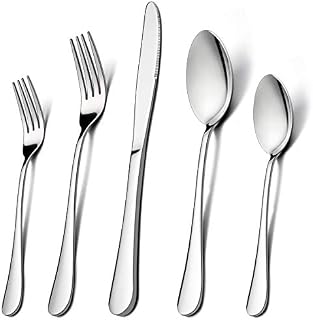 LIANYU 30-Piece Flatware Silverware Set for 6, Stainless Steel Cutlery Eating Utensils, Mirror