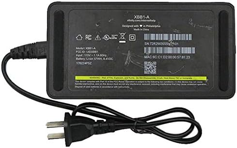 Handapeun view of Xfinity XBB1-A Back-Up Battery showing labels and ports