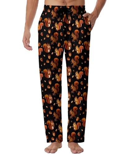 Mens Pajama Pants Funny Pajamas Sleep Lounge Pants Funny Squirrel 4XL