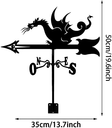 Wzglod Stainless Steel Metal Weather Vane Wind Direction Indicator Magic Dragon Shape Weathervane For Outdoor Ornaments Backyard Lawn Decor #TOP6