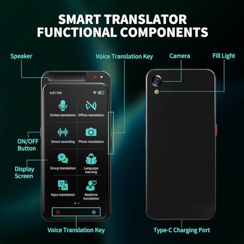 Language Translator Device, 138+ Languages Translation in Real Time for Voice/Text/Photo Portable Smart Voice Translator Device Offline Online Translation Suitable for Business Learning Travel 9 Language Translator Device, 138+ Languages Translation in Real Time for Voice/Text/Photo Portable Smart Voice Translator Device Offline Online Translation Suitable for Business Learning Travel - Image 7