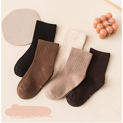 Yizelli 5 Pairs Mid Calf Socks for 1-12 Years Boys Cotton Crew Socks for Infants Toddlers Kids3