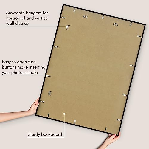 Americanflat 30x40 Picture Frame with Polished Plexiglass - Streamline Collection - Thin Border Picture Frame for Wall Display - Hanging Hardware Included - Black