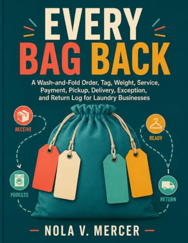 Every Bag Back: A Wash-and-Fold Order, Tag, Weight, Service, Payment, Pickup, Delivery, Exception, and Return Log for Laundry Businesses