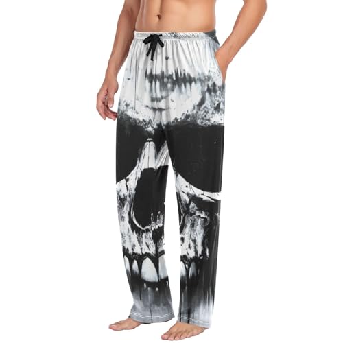 Pajama Pants Gothic Skull Black for Men Men's Separate Bottoms, Lounge Pants with Pockets S4