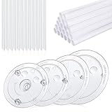 Qhinaster 28-Piece Smiley Plastic Cake Dowel Rods Set - 12 Pcs White, 4 Cake Separator Plates for 4, 6, 8, 10 Inch Cakes