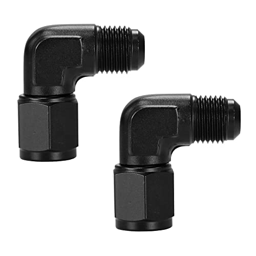 Ucreative 90 Degree Swivel 6AN Female to AN6 Male Flare Fitting Adapter Aluminum Black 2PCS