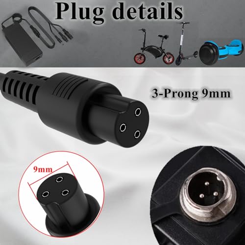WOJIADA 29.4V 2A 3Plugs Electric Scooter Charger, 3in1 Plugs Replacement for 25.2V 25V Lithium Hoverboard E-Bike Scooter gotrax,hiboy,Jetson