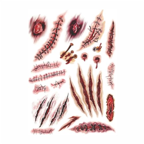 60 Tatuagem Temporária Cicatriz Com Sangue Fantasia Cosplay