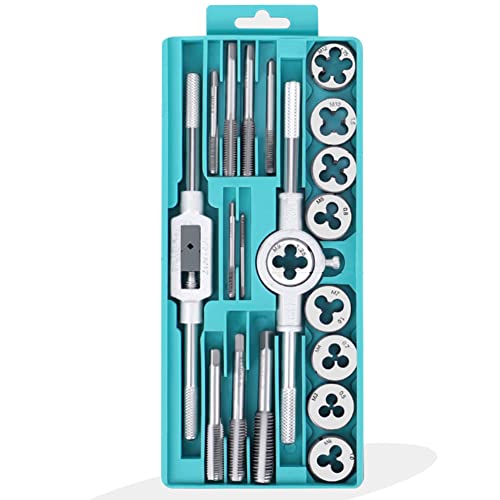 Outil Pour Tarauder Métrique 20 Pièces, Coffret Tarauds et Filières, Filetage Extracteurs de Vis, M3-M12 en Acier, Outils de filetage Clé Vis outils avec Étui de Rangement