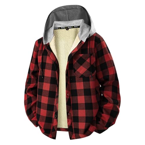 Mens Full Zip Sherpa Lined Plaid Flannel Jacket Warm Fleece Winter Coat Outdoor Work Casual Lightweight Fall Clothes2