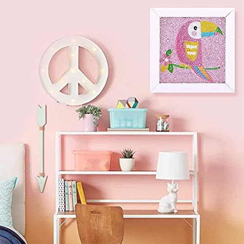 4 Pack 5D Diamond Painting by Number Kit for Children,DIY Full Drill Diamond Dots Cross Stitch Beginners Art Crafts Kits,Kids Gift for Home Wall Decor 15x15CM (Panda  Parrot Bird Flamingo and Owl )