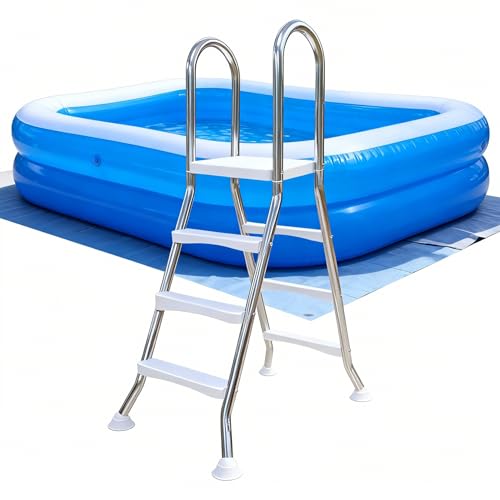 Escalera para Piscina Elevada de 3 Peldaños Acero Inoxidable miniatura 1