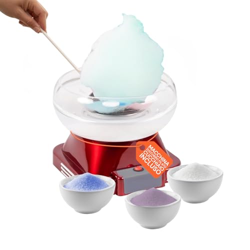 Avilia - Macchina Zucchero Filato Elettrica 500W Facile da Usare con Vaschetta Removibile, Accessori Inclusi e Riscaldamento Rapido per Zucchero Colorato o Aromatizzato, Ideale per Bambini e Feste