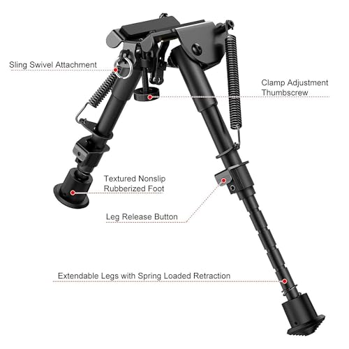 Feyachi Gewehr Zweibein 6-9 Zoll Zweibein mit Schnellwechseladapter für M Lock Schiene, leicht und stabil für Jagd und Schießen