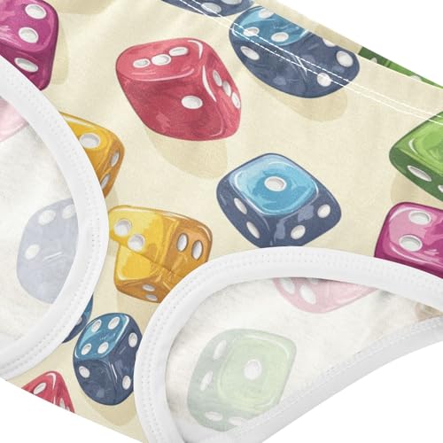 ZZKKO Colorful Art Dice Girls Underwear Toddler Panties for Girls Comfort Brief Size 2-8T3