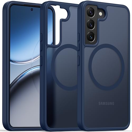 Image of Oterkin Magnetic for Samsung Galaxy A17 /A16 Case Matte, A17 / A16 Phone Case Compatible with MagSafe Frosted Translucent Shockproof Anti-Scratch Slim Fit Case Military Grade Protection (Dark Blue)