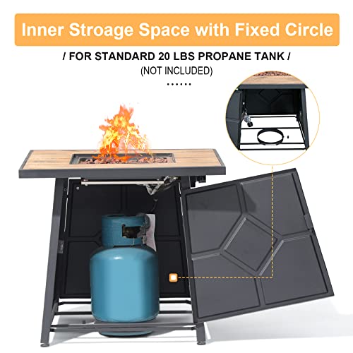 Super Patio 4 Piece Patio Furniture Set With 28 Inch Propane Fire Pit Table, Outdoor Conversation Set With Patio Couch And 40,000 Btu Gas Fire Pit For Outside Deck, Backyard, Parties, Brown Wicker #TOP6