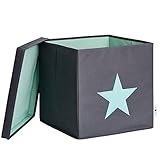 DESIGN UND QUALITÄT: Das Motiv auf der Vorderseite der Box ist aufgenäht. Zudem ist die Box mit einem reißfesten Polyester Stoff bezogen, der besonders robust und strapazierfähig ist. Seitenwände und Deckel der Aufbewahrungsbox sind mit MDF (mitteldichte Faserplatte) verstärkt. Dadurch sind die Aufbewahrungsboxen von STORE IT deutlich stabiler als vergleichbare Modelle, bei denen eine Kartoneinlage genutzt wird.