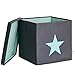 Produktbild STORE.IT 672241 Ordnungsbox mit Deckel, grau mit mintgrünem Stern, MDF verstärkt, Polyester Mint, 33 x 33 x 33 cm