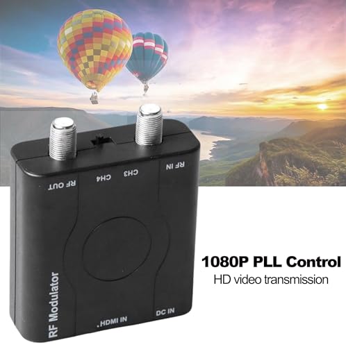 HDMI to RF Modulator, VHF RF Modulator HDMI Coaxial Converter, HDM61 HDMI RF Modulator Adapter for TV NTSC Format Output, 1080P PLL Control for Home TV Game Console