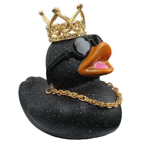 AOT Rubber Ducks for Ducking,Black Mini Rubber Ducks with Golden Glitter,Jeep Ducks for Ducking Party Favors
