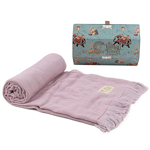 The Indian Towel Company Bath Towel - Worlds 1St Banana Viscose Yarn Towel | Double Cloth Dual Color Design | Giftable Canister Packaging | Mystic Rose #TOP27