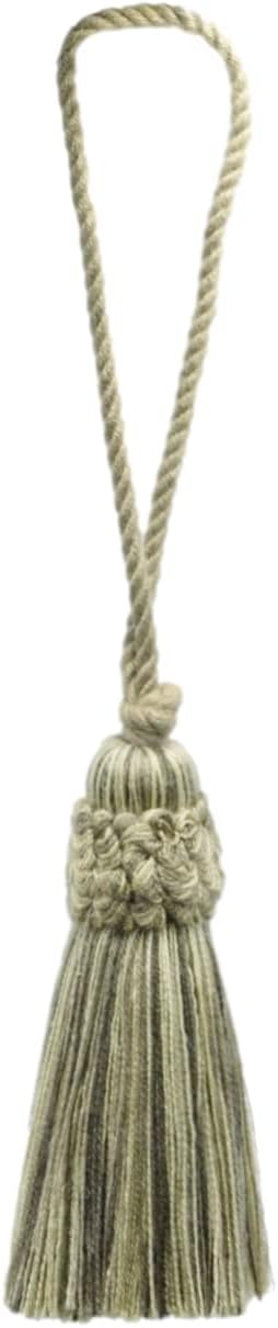 DÉCOPRO 3" (7.5cm) Elegant Crown Tassel with 4 1/2" (11cm) Loop | Decorative Craft Tassel (CT03EMP-RN) Beachwood Beige Multicolor #W126 (Light Beige Olive Green Light Brown) Set of 6