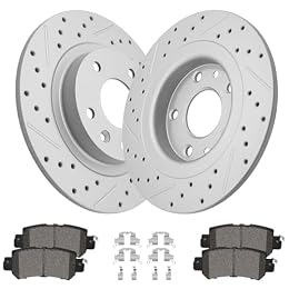 ACB ZONE Ceramic Brake Pads and Rotors Kit Rear Drilled Slotted Solid Rotors & Brakes for Mazda 3 2014/3 2015-2016 2.0L/ 3 2017-2018 Except EPB/ 3 Sport 2014-2018 Gs Gx/Cx-3 2016-2020 Fwd