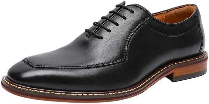 Men's Lightweight Business Shoes Square Toe Low-top Lace-up Dress Shoes Comfortable Non-Slip Rubber Soft Sole Casual Oxford Shoes for Men